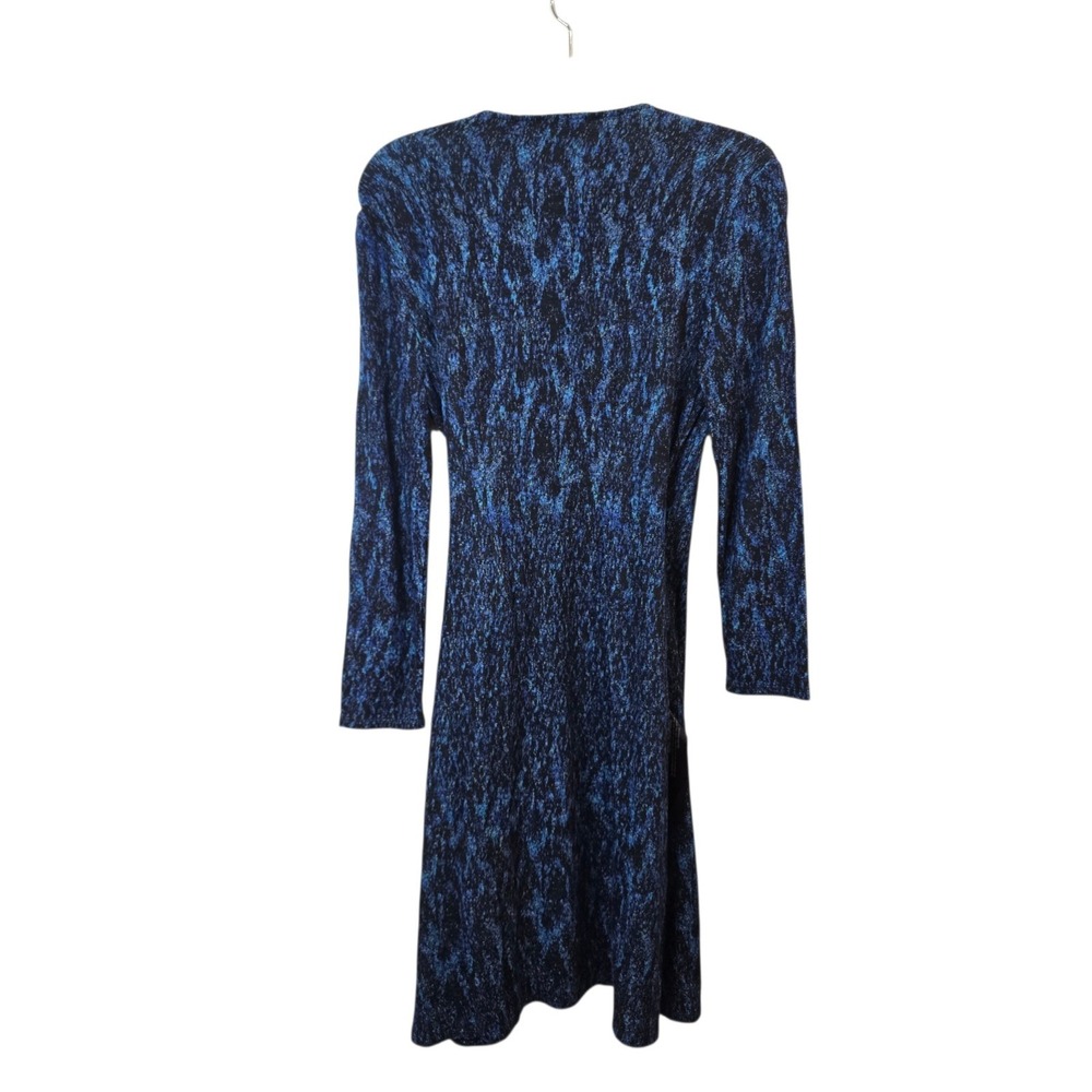 BCBGMAXAZRIA Wrap Dress Women Small Blue Black Space Dye Knit Long Sleeve NEW - Picture 7 of 8